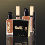 Image of a collection of Glamazon products on a black background